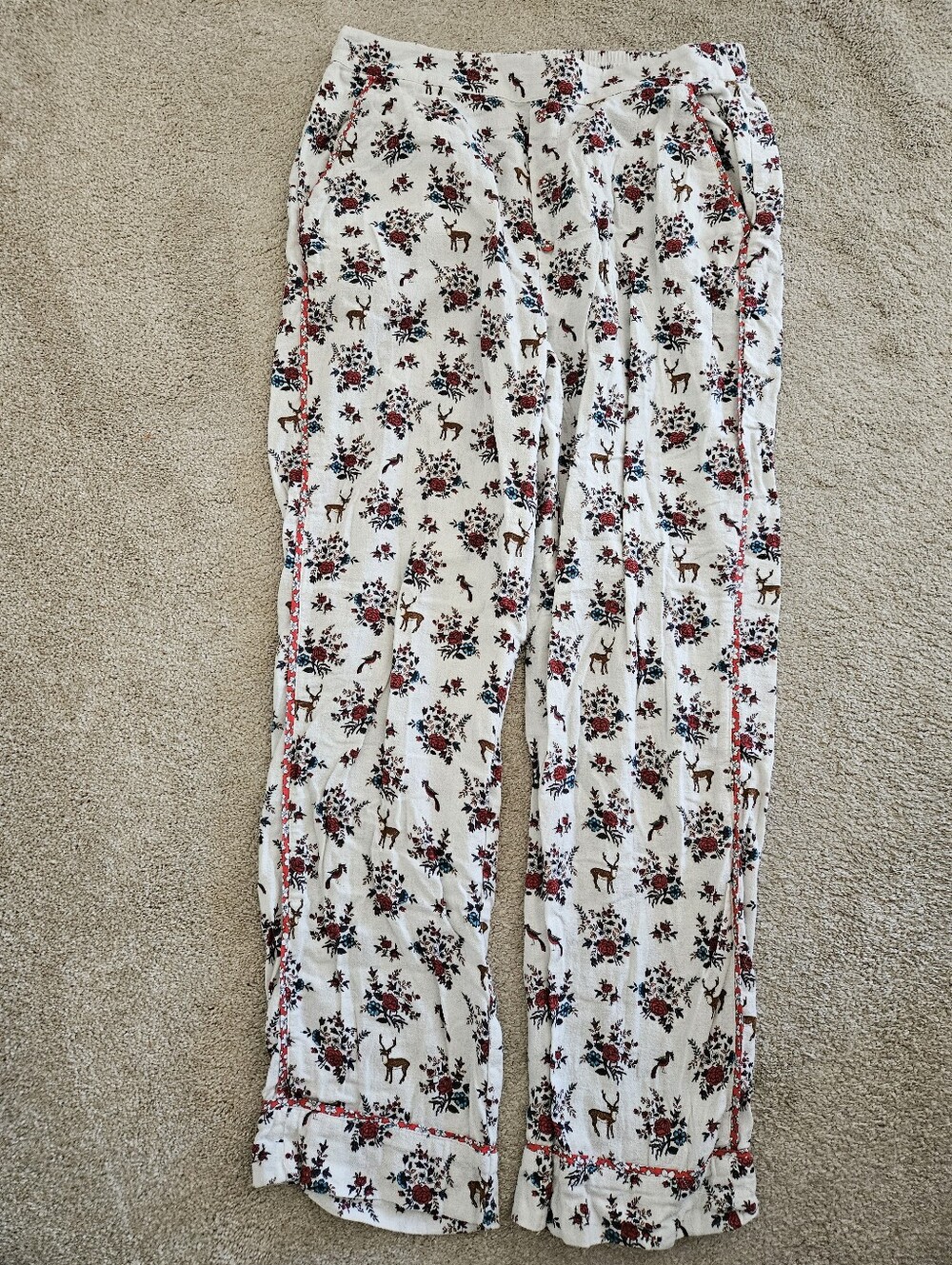 Sundance Flannel Pajama Pant, Small, Floral/nature Pattern